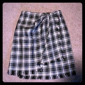 Green and black plaid mini skirt